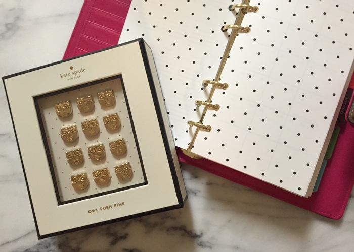 Kate Spade 2016 Planner Refill and Owl Push Pins